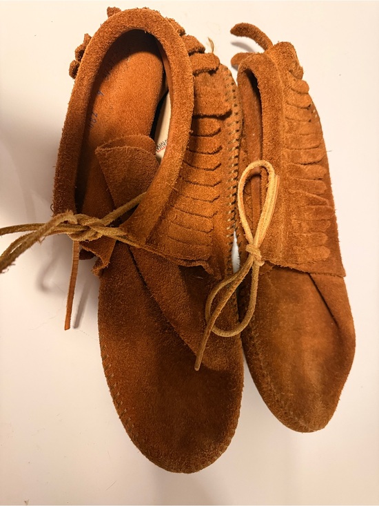 Minnetonka Shoes - Minnetonka Chestnut Suede Fringe Lace-Up Ankle Booties
